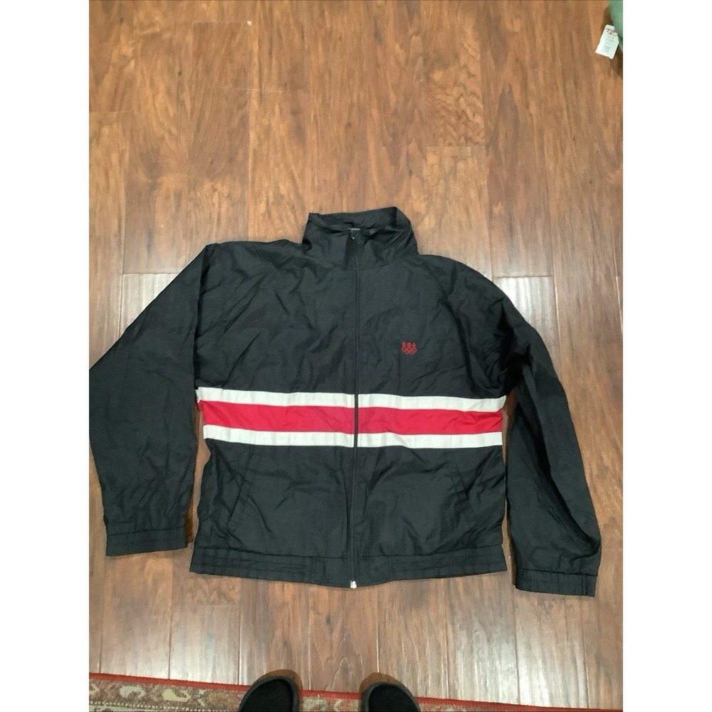 USA Olympic Track Windbreaker Vtg 90s Black /red See Measurements For size